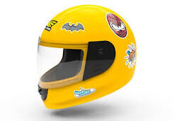 CASCO HALCON H5 KIDS CON STICKERS AMARILLO 54CM